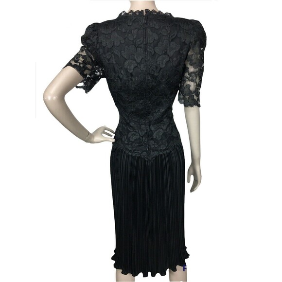 VTG 70s Barbara Chodos Michael Marcella Lace Puff Sleeve Pleat Skirt Midi Dress - Picture 6 of 10